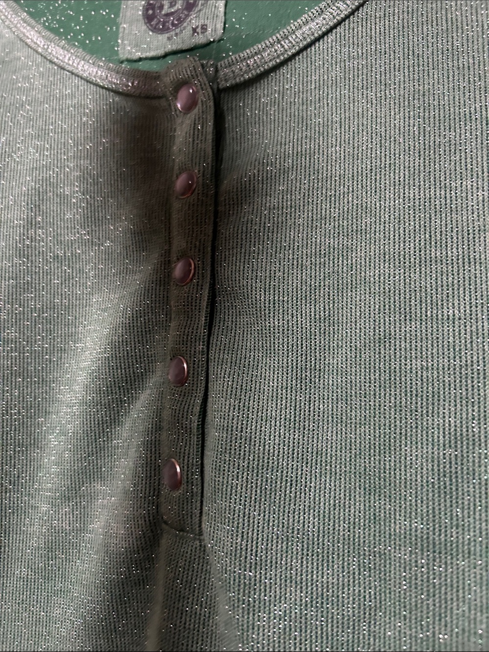 Double D Ranch Green Sparkle Long-Sleeve Henley - Picture 5 of 7